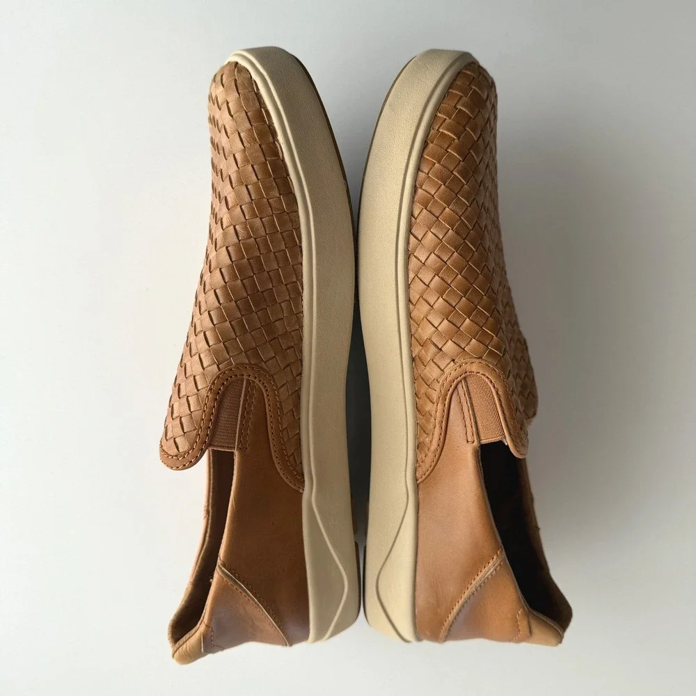 Olukai EUC Lae'ahi Lauhala Woven Leather Slip On Fox Brown Sneaker Loafer 10 M